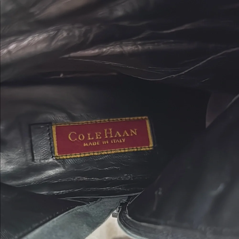 Cole Haan Vintage Leather Black Heeled Mid-Calf Boots Made in Italy - Picture 12 of 15
